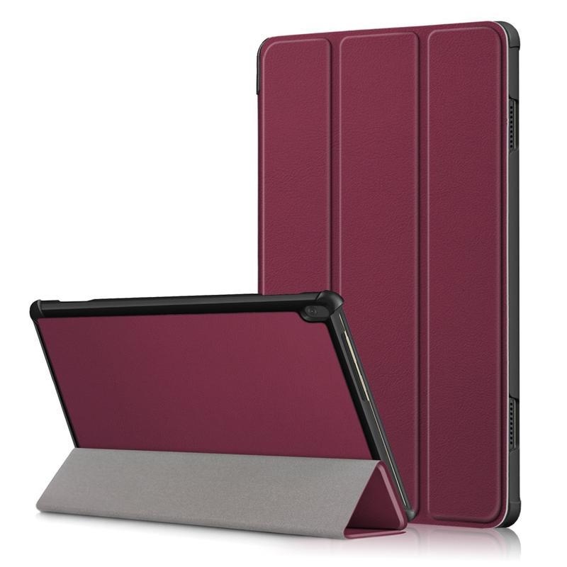 Stand polohovateľné PU kožené puzdro na tablet Lenovo Tab M10 - vínové