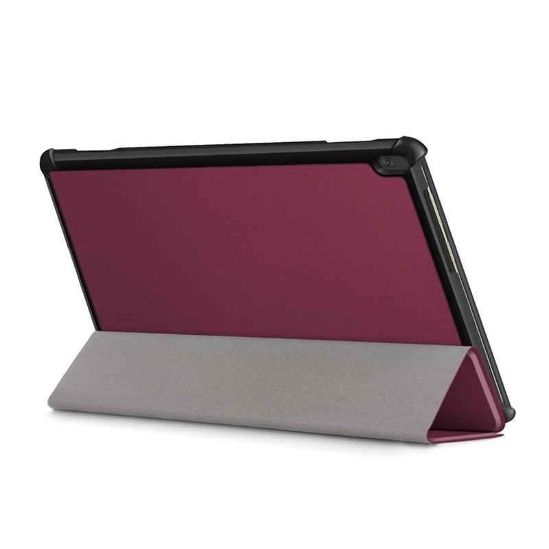 Stand polohovateľné PU kožené puzdro na tablet Lenovo Tab M10 - vínové