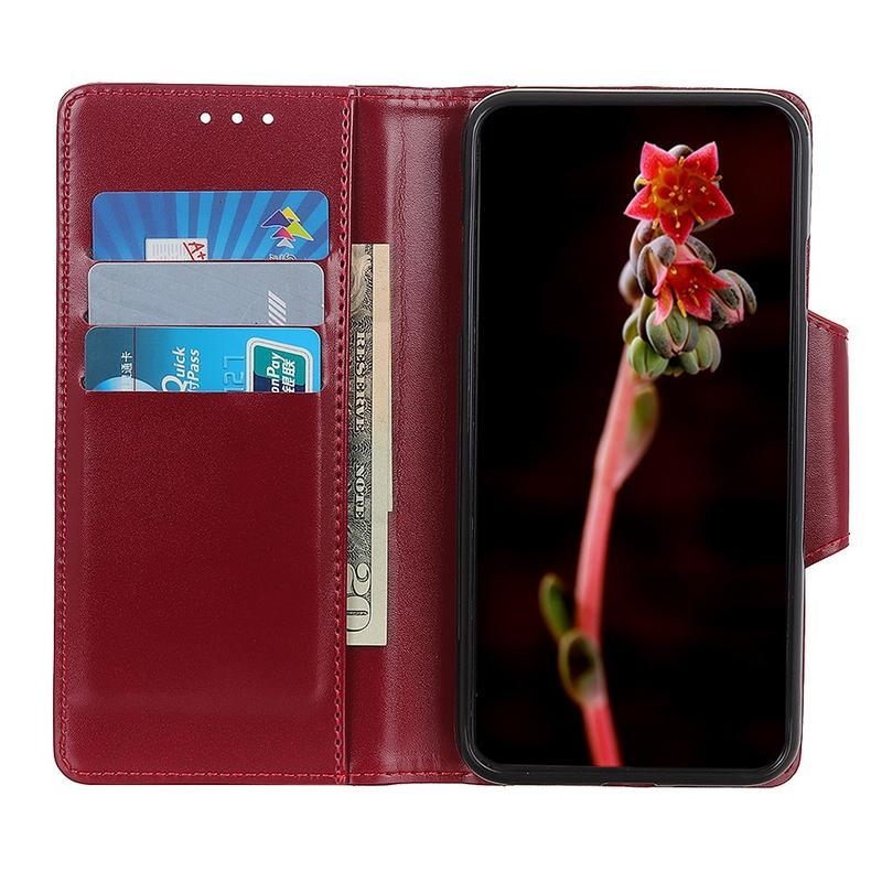 Stand PU kožené peněženkové puzdro na mobil iPhone 12 Pro / 12 - červené