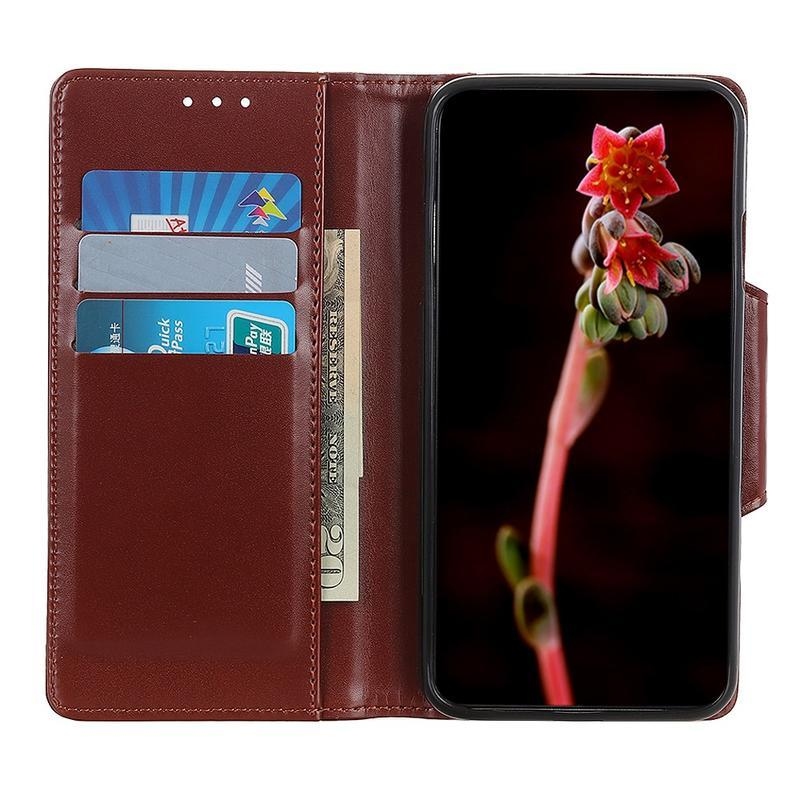 Stand PU kožené peněženkové puzdro na mobil iPhone 12 Pro / 12 - hnedé