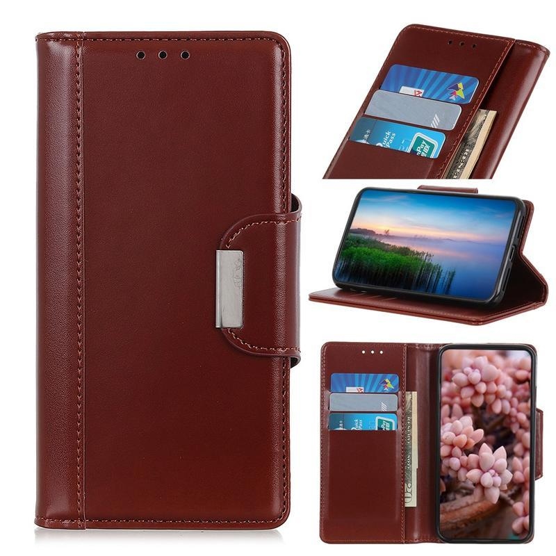 Stand PU kožené peněženkové puzdro na mobil iPhone 12 Pro / 12 - hnedé
