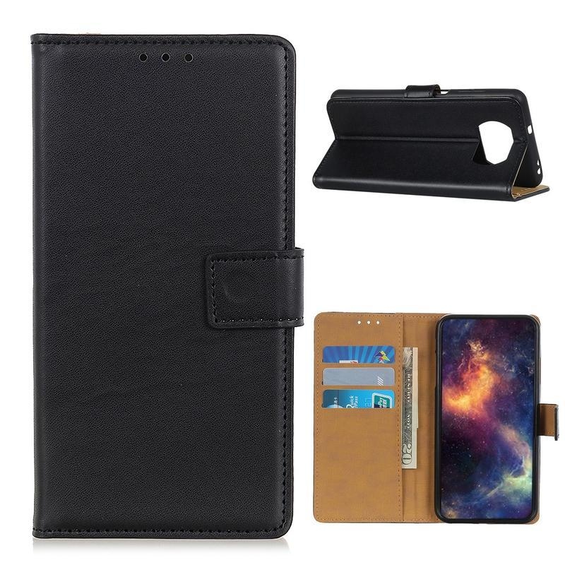 Stand PU kožené peněženkové puzdro na mobil Xiaomi Poco X3/X3 Pro - čierne