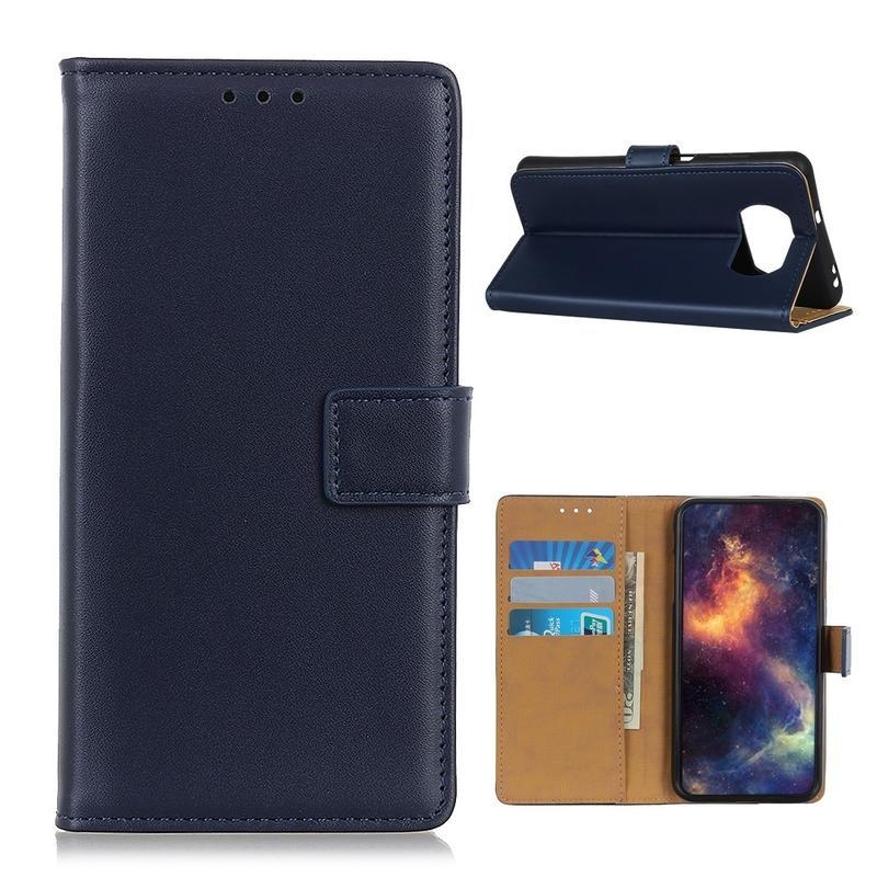 Stand PU kožené peněženkové puzdro na mobil Xiaomi Poco X3/X3 Pro - modré