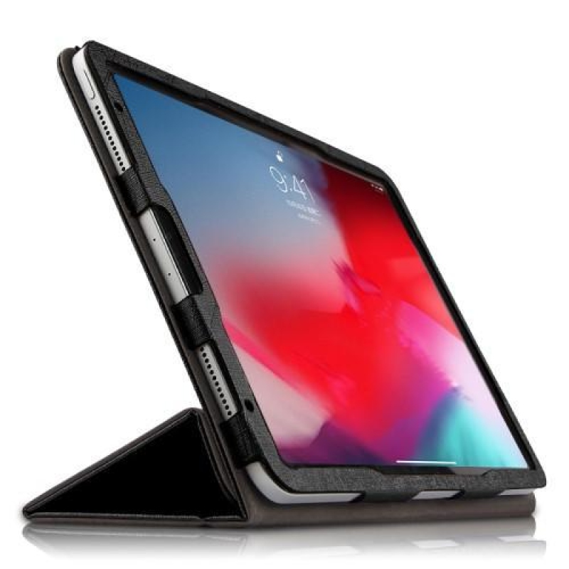 Stand PU kožené puzdro textúrované na Apple iPad Pro 11 - čierne