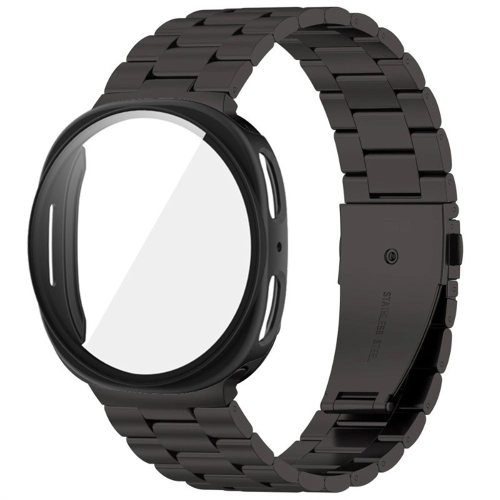 Steel nerezový remienok + plastové púzdro so sklom na Samsung Galaxy Watch9 40mm/Watch8 40mm - čierny