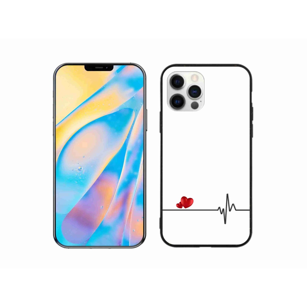 Gélový kryt mmCase na iPhone 12 - srdce a tep biele pozadie