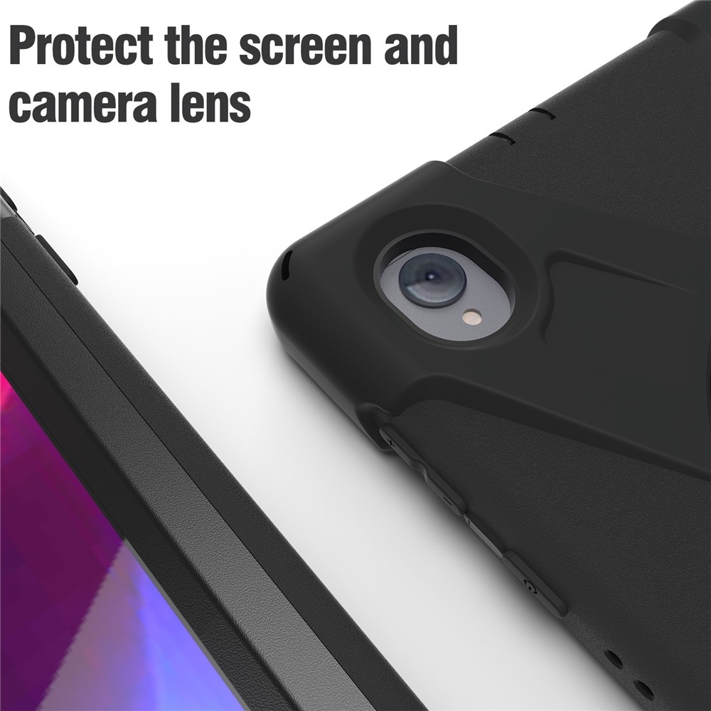 Strap odolný kryt s držiakom na ruku a ramenným popruhom na Lenovo Tab M10 Plus TB-X606F/X/V - čierny