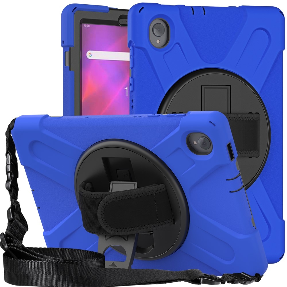 Strap odolný kryt s držiakom na ruku a ramenným popruhom na Lenovo Tab M10 Plus TB-X606F/X/V - modrý