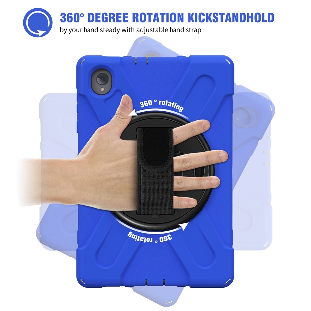 Strap odolný kryt s držiakom na ruku a ramenným popruhom na Lenovo Tab M10 Plus TB-X606F/X/V - modrý