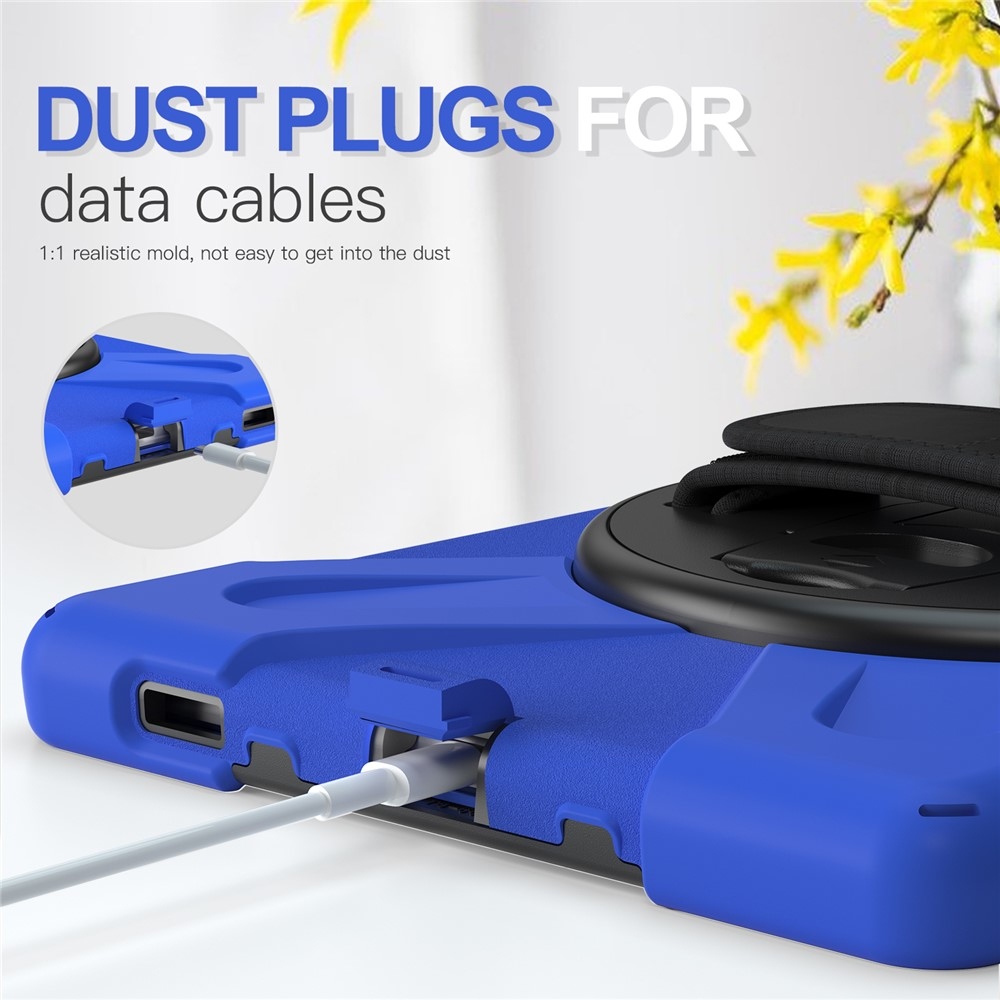 Strap odolný kryt s držiakom na ruku a ramenným popruhom na Lenovo Tab M10 Plus TB-X606F/X/V - modrý