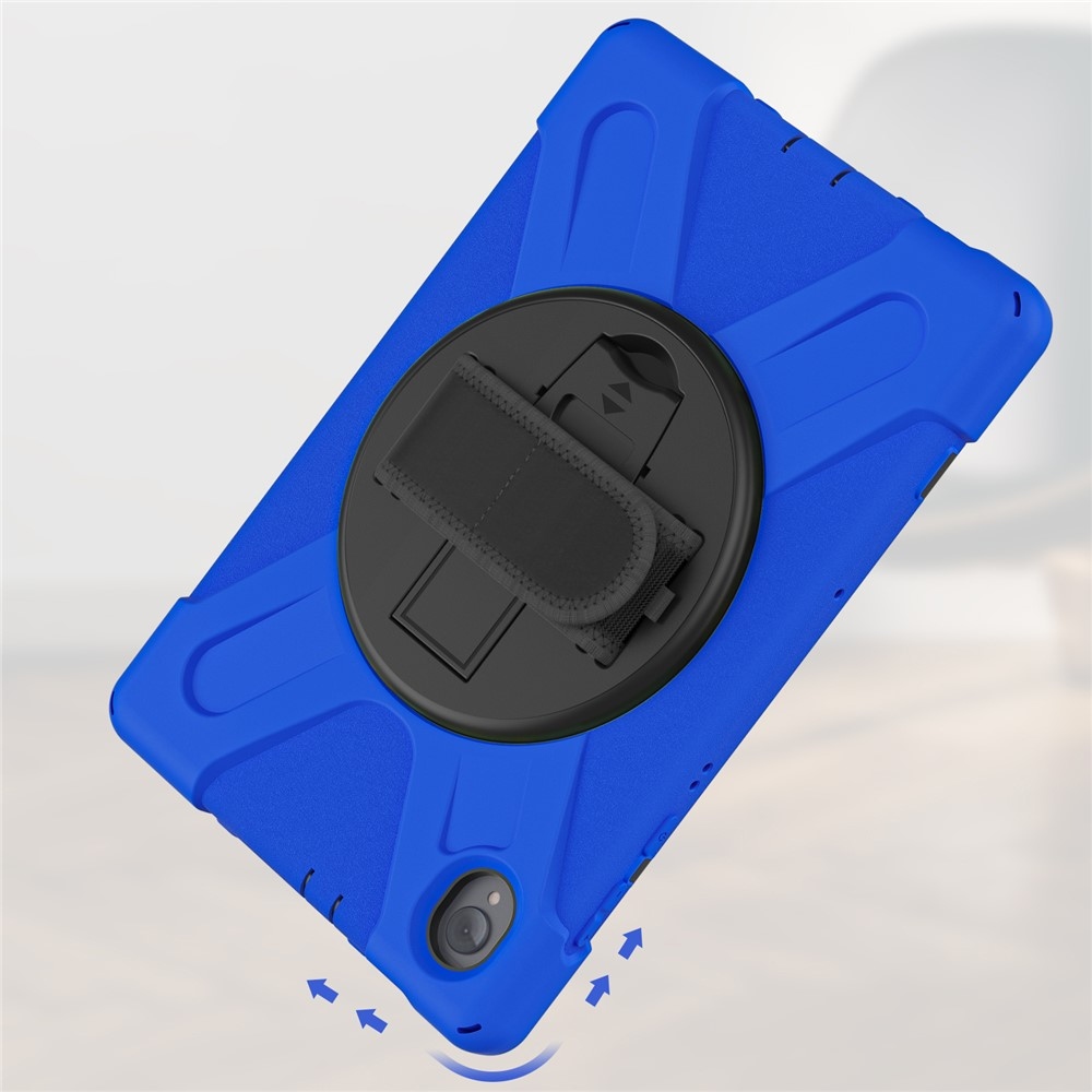 Strap odolný kryt s držiakom na ruku a ramenným popruhom na Lenovo Tab M10 Plus TB-X606F/X/V - modrý