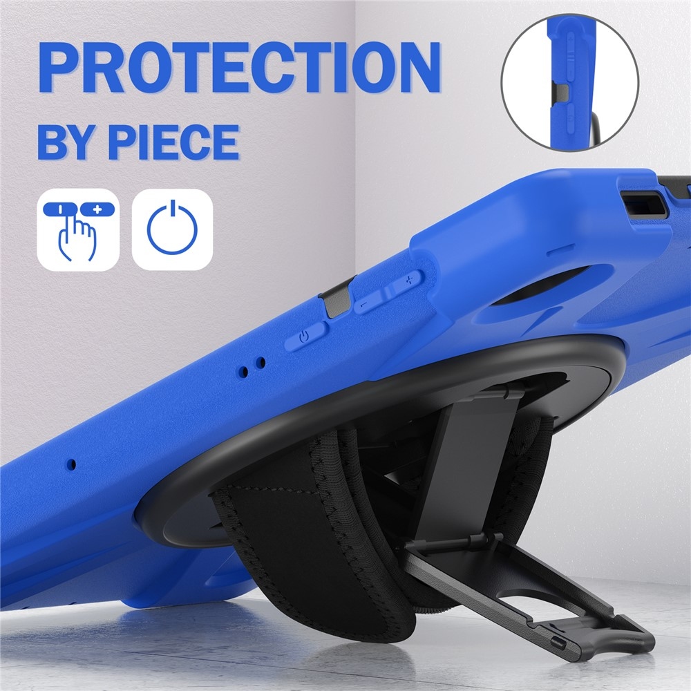 Strap odolný kryt s držiakom na ruku a ramenným popruhom na Lenovo Tab M10 Plus TB-X606F/X/V - modrý