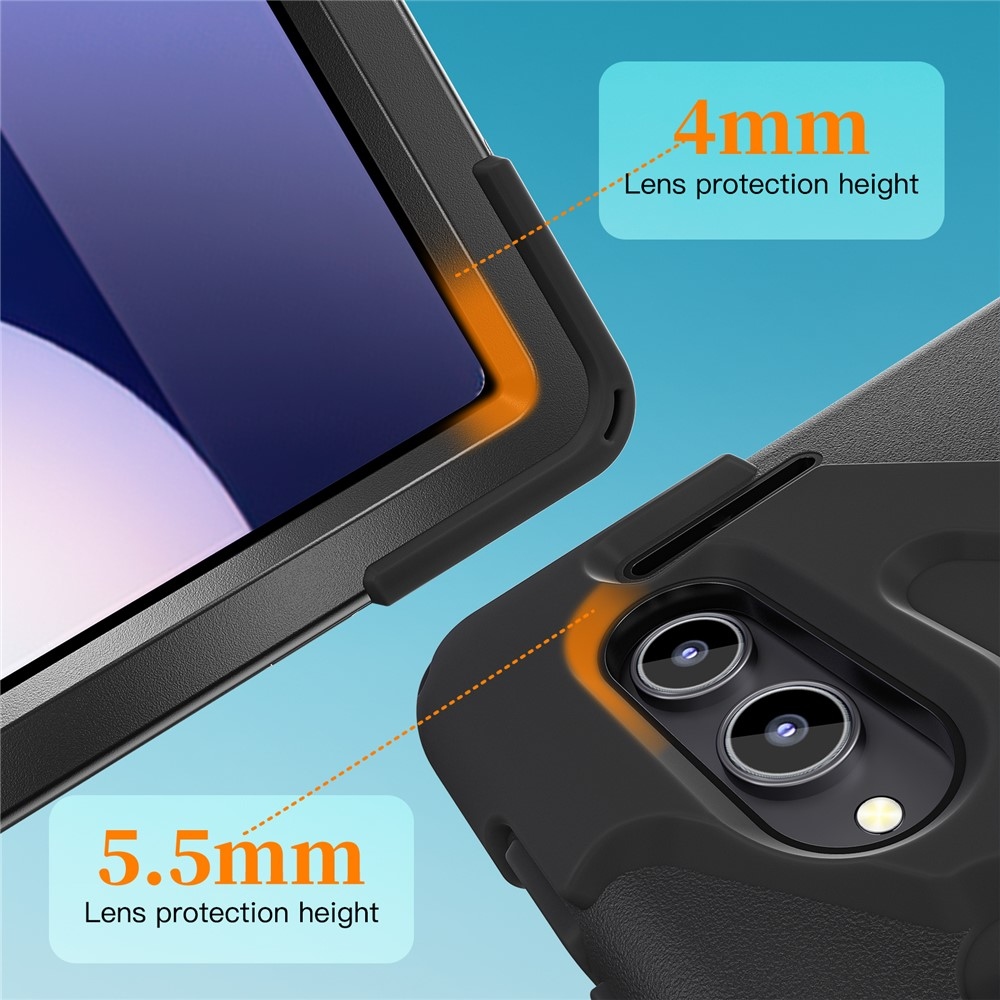 Strap odolný kryt s držiakom na ruku a ramenným popruhom na Samsung Galaxy Tab S11 Ultra - čierny