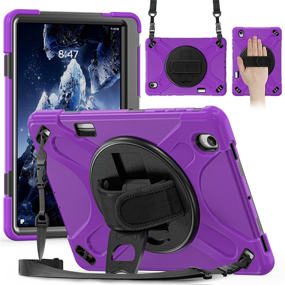 Strap odolný kryt s držiakom na ruku a ramenným popruhom na Samsung Galaxy Tab S12+ - fialový