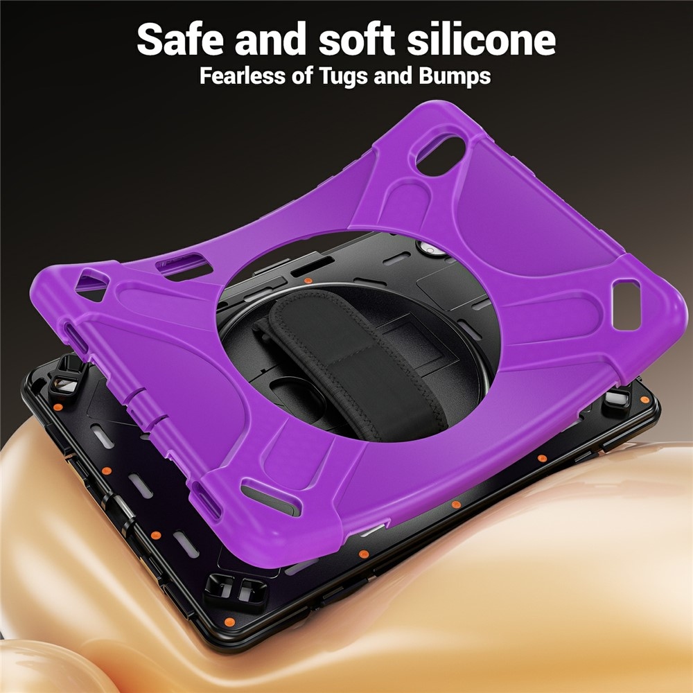 Strap odolný kryt s držiakom na ruku a ramenným popruhom na Samsung Galaxy Tab S12+ - fialový