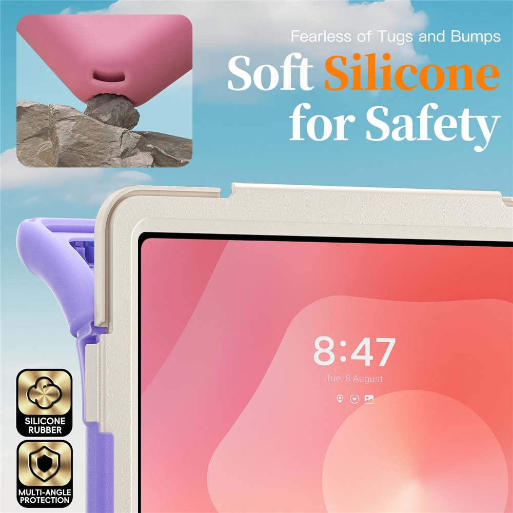 Strap odolný kryt s držiakom na ruku a ramenným popruhom na Samsung Galaxy Tab S12 Ultra/S11 Ultra - farebné pruhy