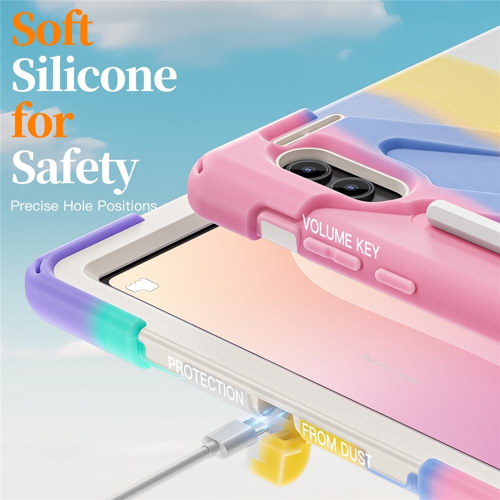 Strap odolný kryt s držiakom na ruku a ramenným popruhom na Samsung Galaxy Tab S12 Ultra/S11 Ultra - farebné pruhy