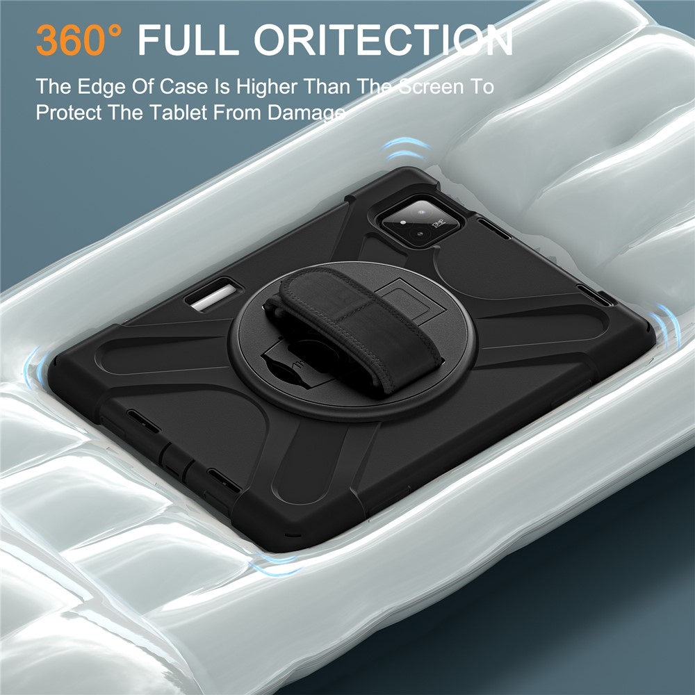 Strap odolný kryt s držiakom na ruku a ramenným popruhom na Xiaomi Pad 8/8 Pro/7/7 Pro - čierny