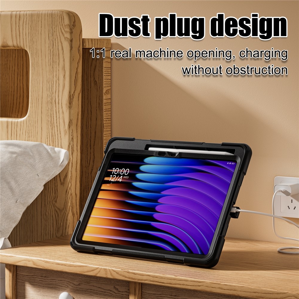 Strap odolný kryt s držiakom na ruku a ramenným popruhom na Xiaomi Pad 8/8 Pro/7/7 Pro - čierny