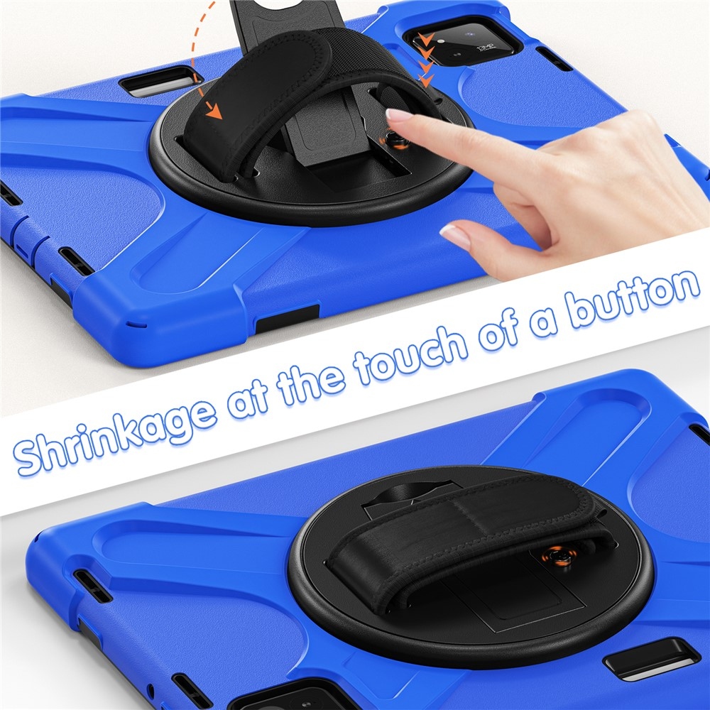 Strap odolný kryt s držiakom na ruku a ramenným popruhom na Xiaomi Pad 8/8 Pro/7/7 Pro - modrý