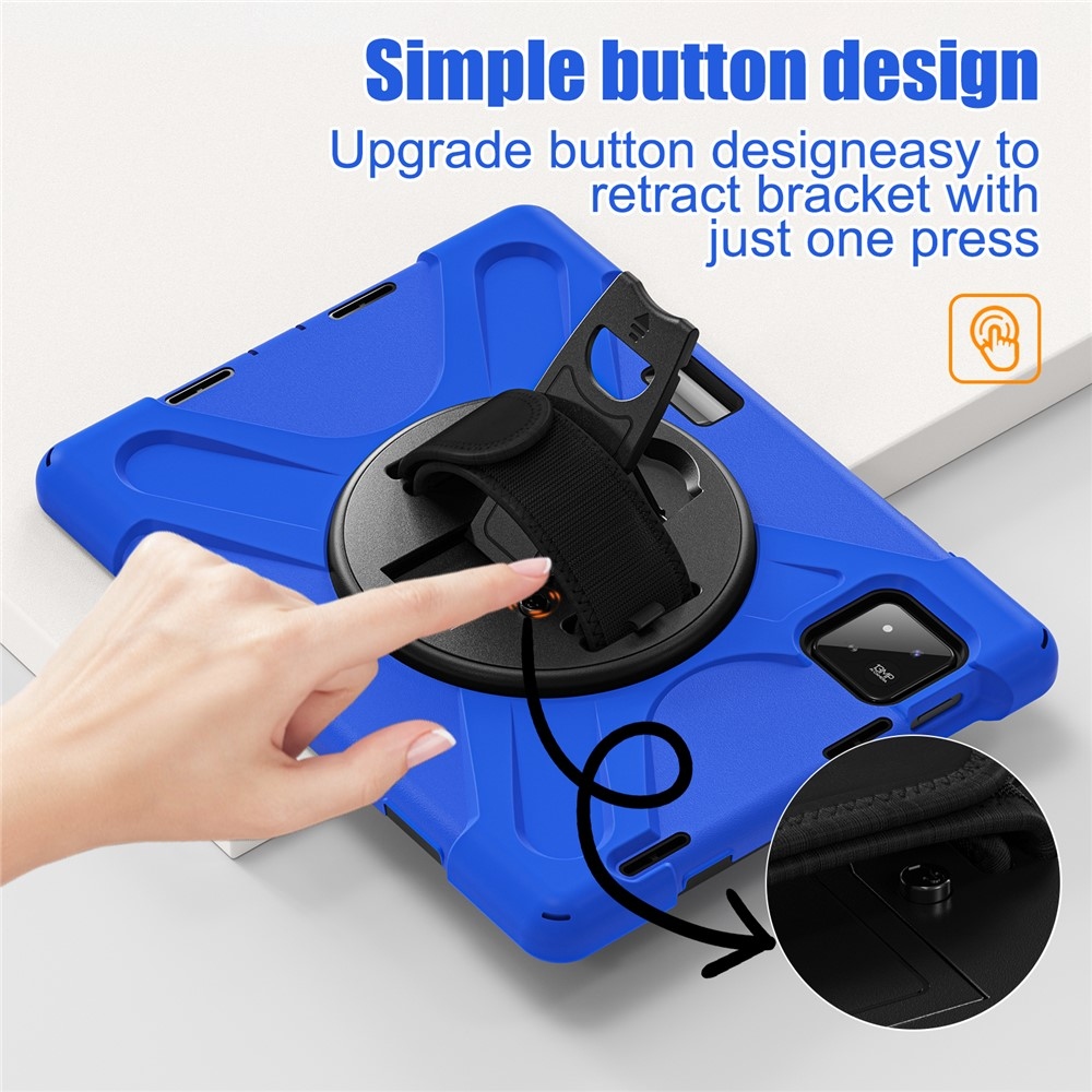 Strap odolný kryt s držiakom na ruku a ramenným popruhom na Xiaomi Pad 8/8 Pro/7/7 Pro - modrý