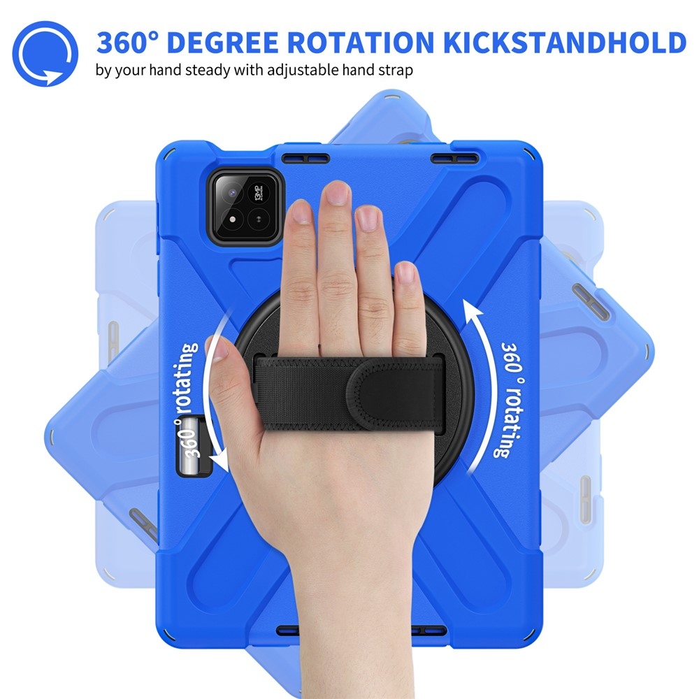 Strap odolný kryt s držiakom na ruku a ramenným popruhom na Xiaomi Pad 8/8 Pro/7/7 Pro - modrý