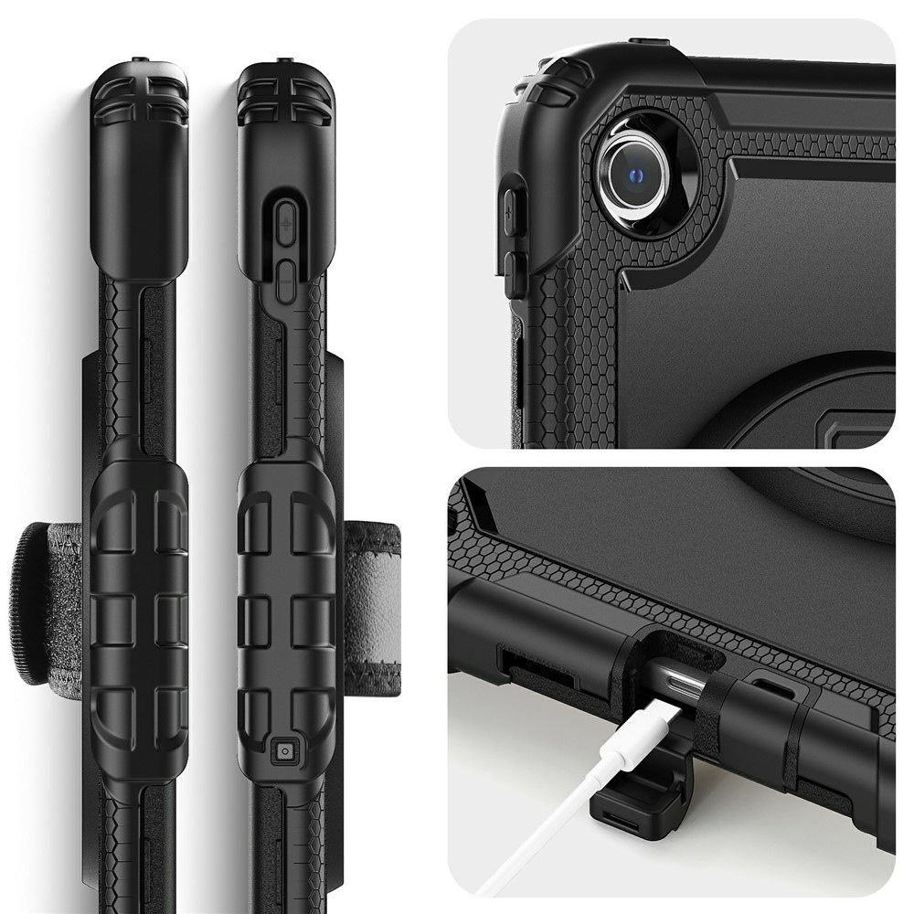 Strap odolný kryt s držiakom na ruku a ramenným popruhom na Xiaomi Redmi Pad 2 9.7 - čierny