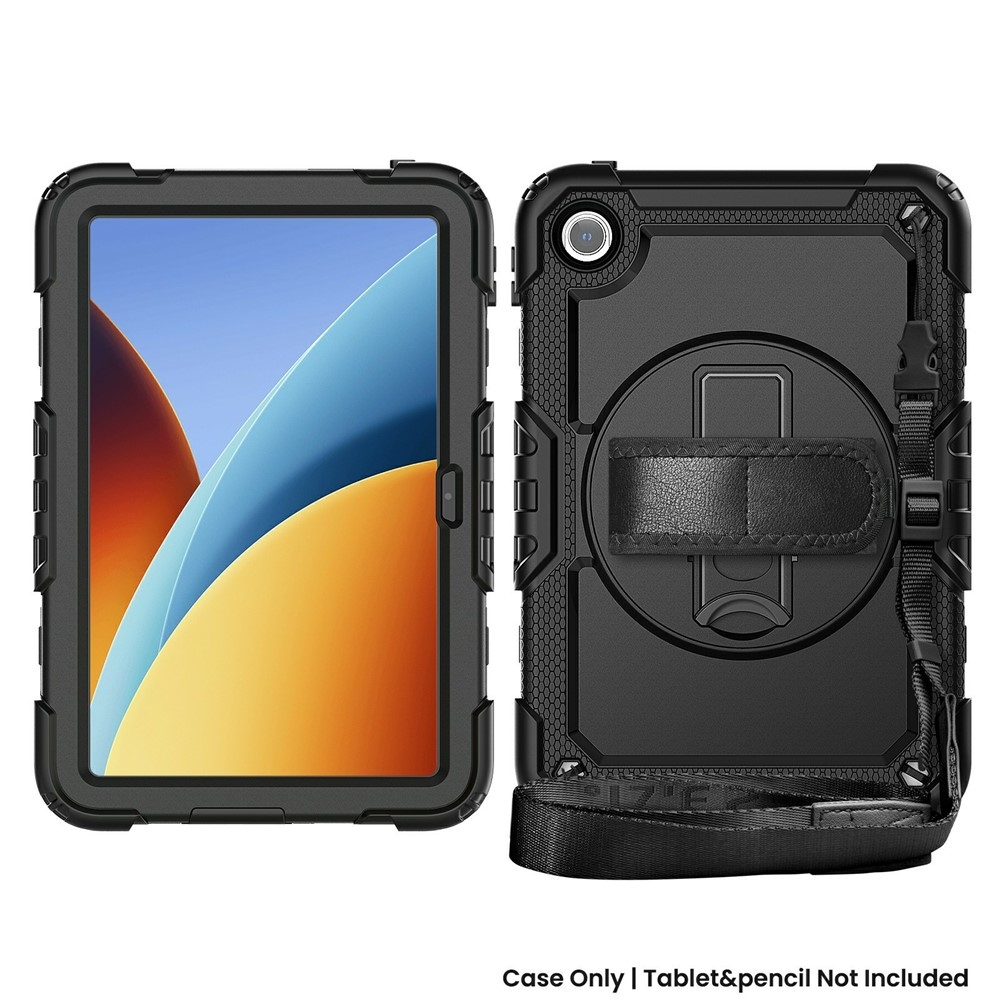 Strap odolný kryt s držiakom na ruku a ramenným popruhom na Xiaomi Redmi Pad 2 9.7 - čierny
