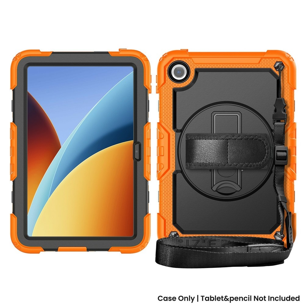 Strap odolný kryt s držiakom na ruku a ramenným popruhom na Xiaomi Redmi Pad 2 9.7 - oranžový