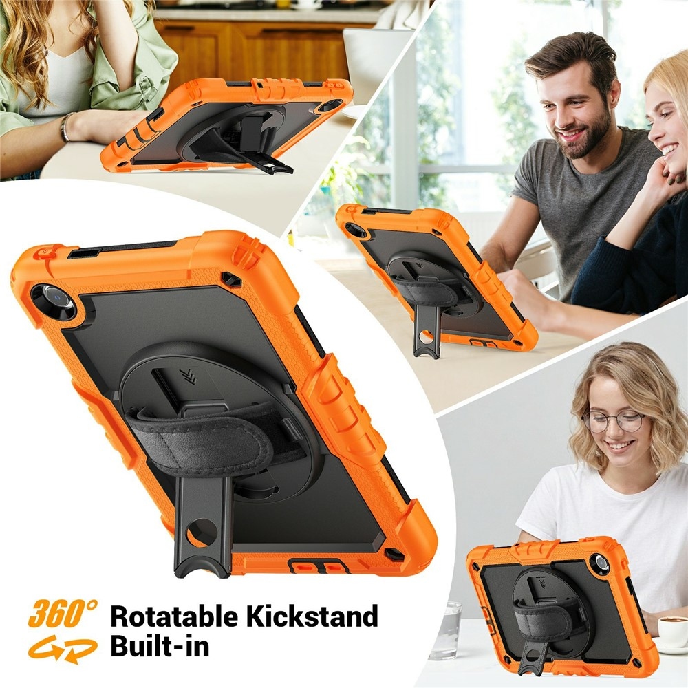 Strap odolný kryt s držiakom na ruku a ramenným popruhom na Xiaomi Redmi Pad 2 9.7 - oranžový