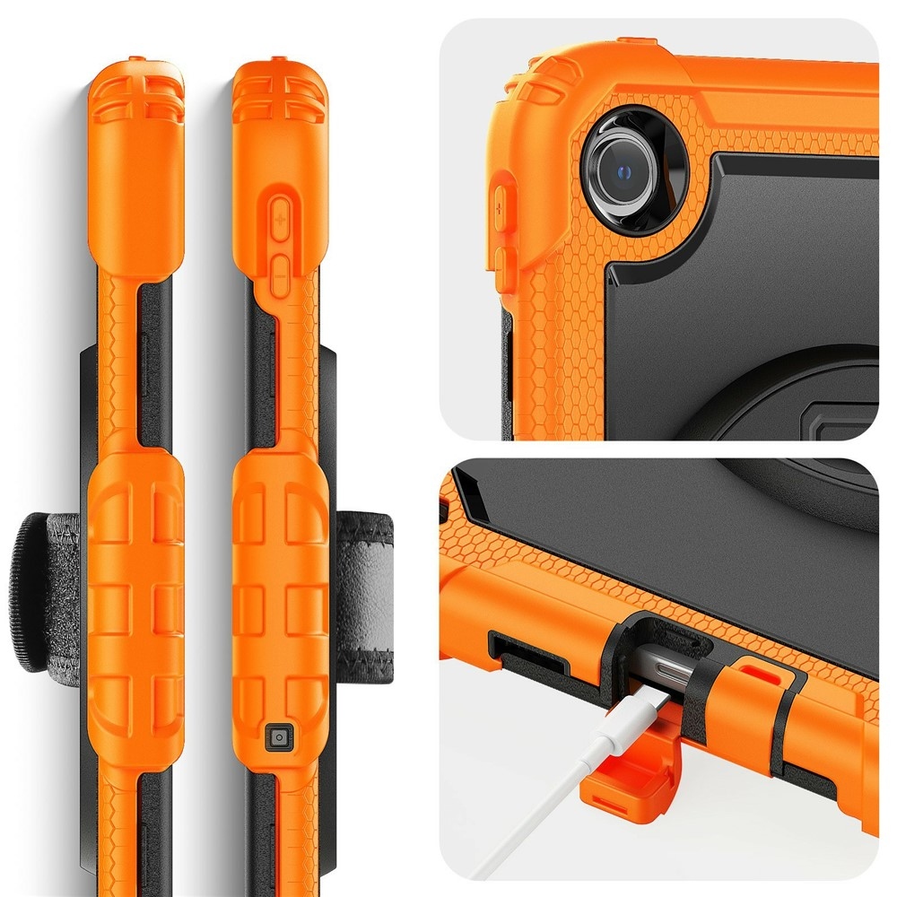 Strap odolný kryt s držiakom na ruku a ramenným popruhom na Xiaomi Redmi Pad 2 9.7 - oranžový