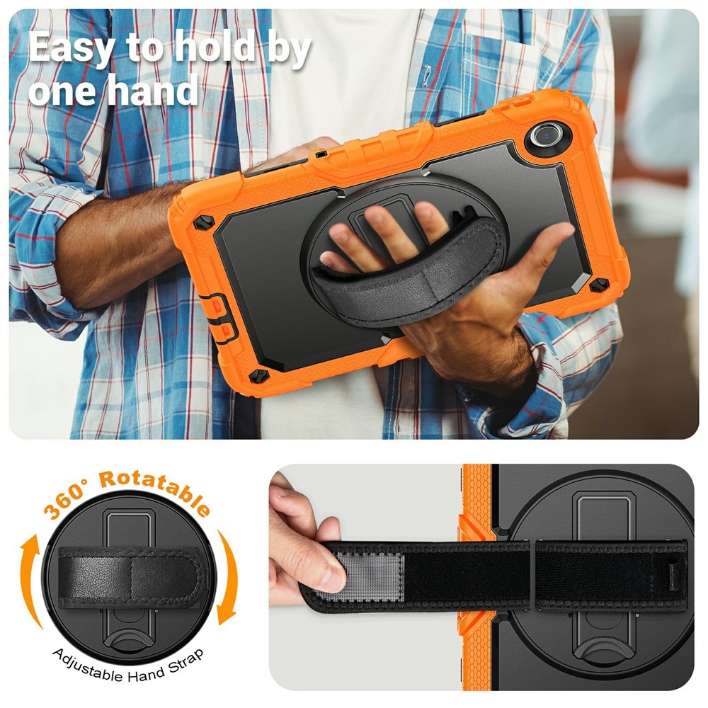 Strap odolný kryt s držiakom na ruku a ramenným popruhom na Xiaomi Redmi Pad 2 9.7 - oranžový