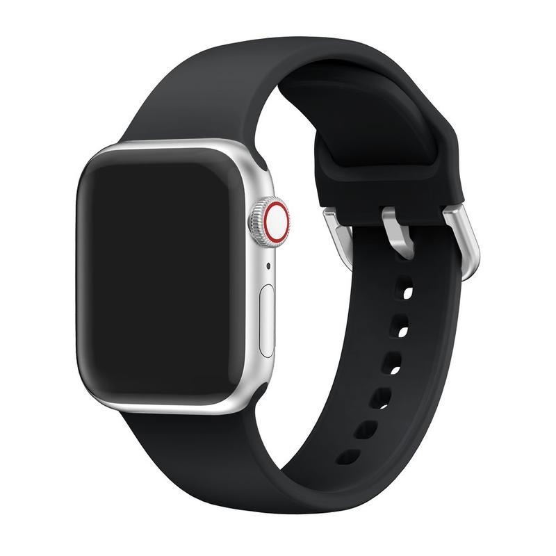 Strap silikónový remienok na Apple Watch 5/4 40mm, 3/2/1 38mm - čierny