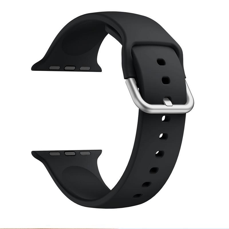 Strap silikónový remienok na Apple Watch 5/4 40mm, 3/2/1 38mm - čierny