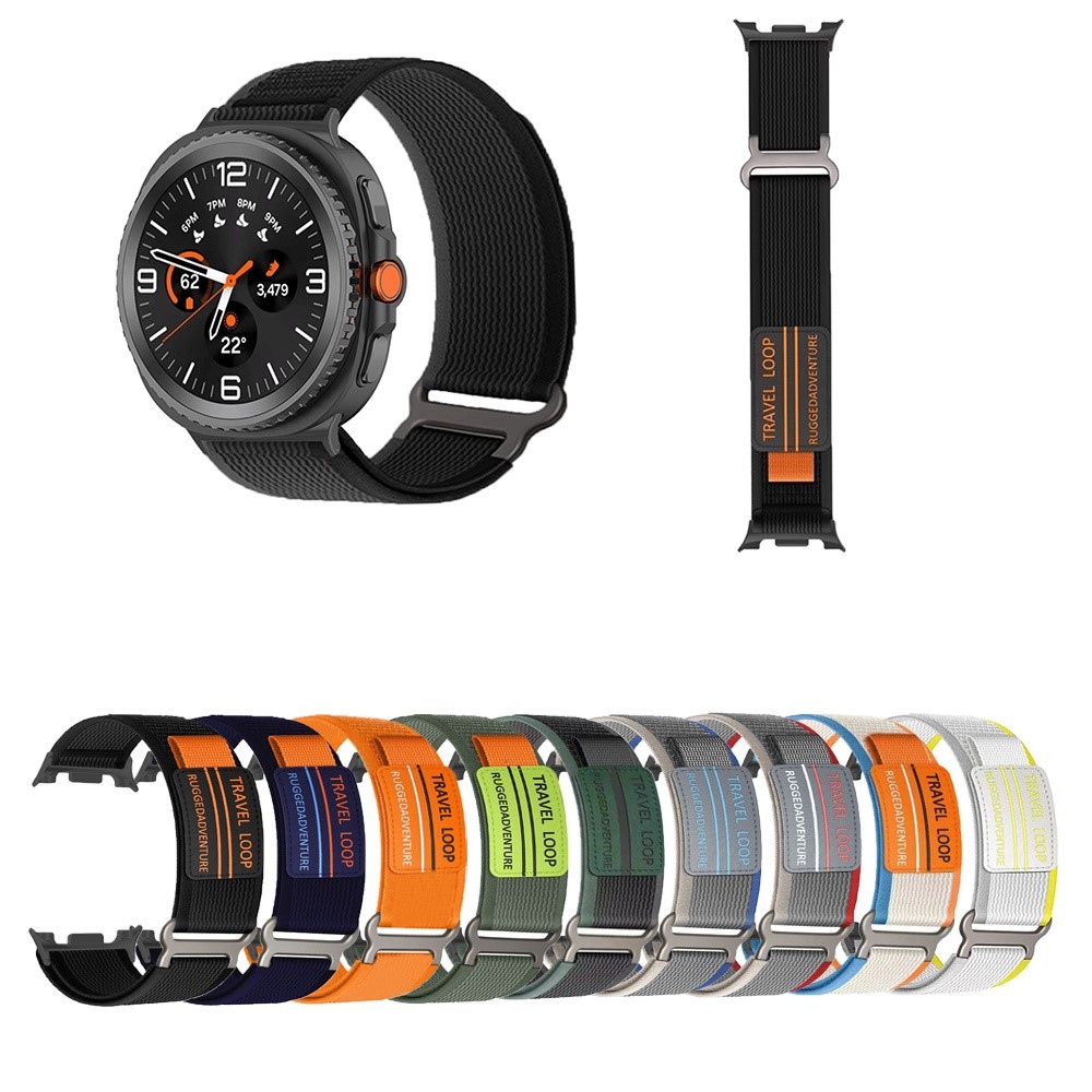 Strappy nylonový remienok na Samsung Galaxy Watch9 40mm/44mm/Watch8 44mm/40mm/Watch8 Classic 46mm - čierny
