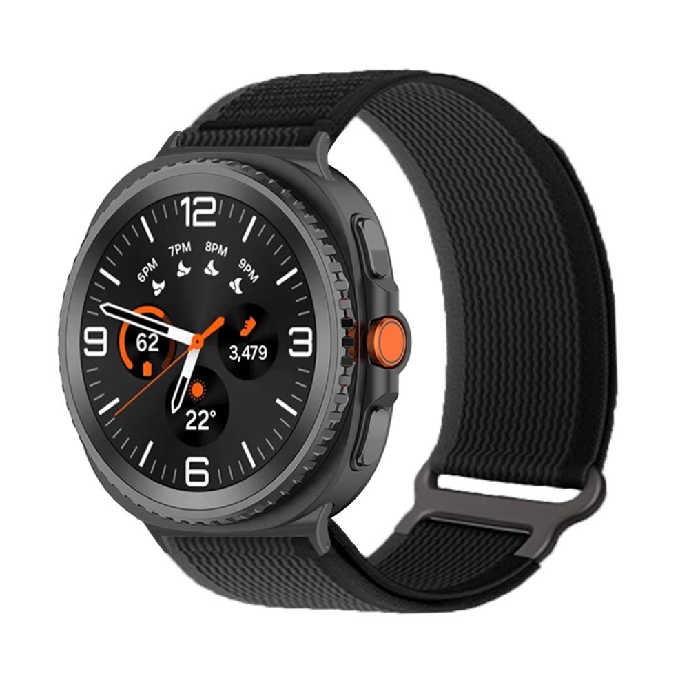 Strappy nylonový remienok na Samsung Galaxy Watch9 40mm/44mm/Watch8 44mm/40mm/Watch8 Classic 46mm - čierny