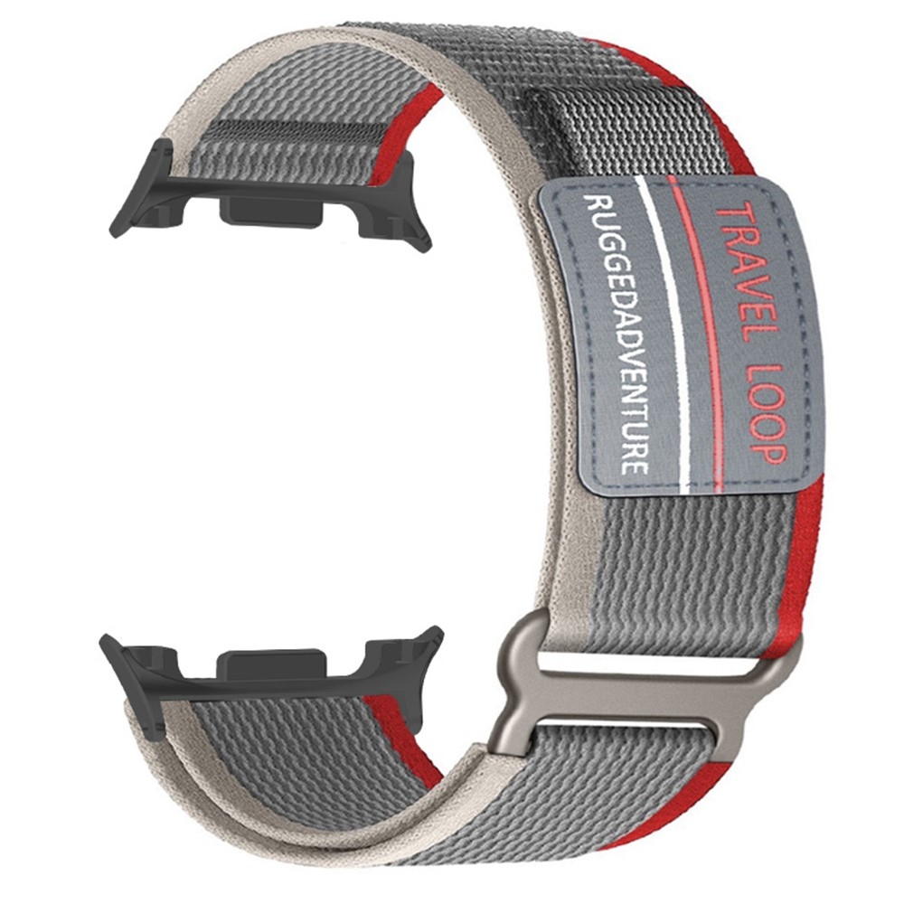 Strappy nylonový remienok na Samsung Galaxy Watch9 40mm/44mm/Watch8 44mm/40mm/Watch8 Classic 46mm - červený/sivý