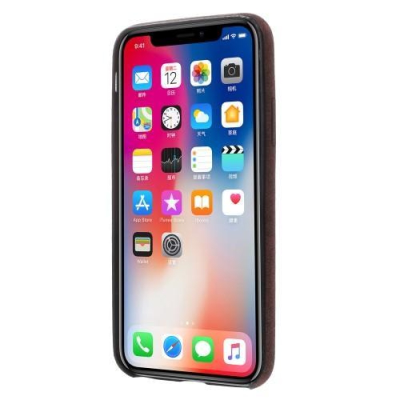 Style PU kožený plastový obal na iPhone X - červený