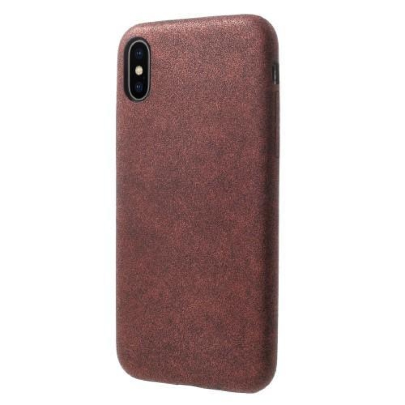 Style PU kožený plastový obal na iPhone X - červený