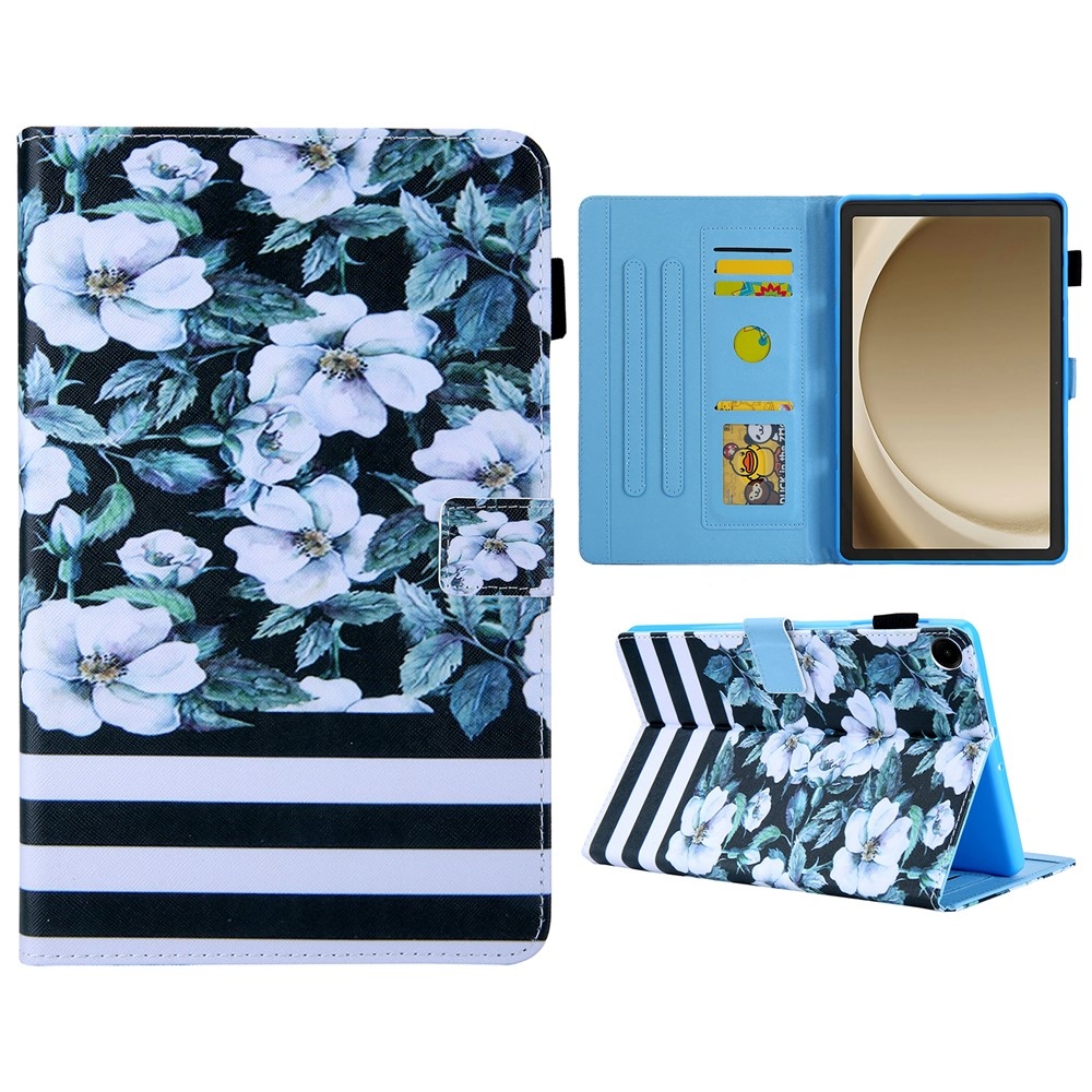 Stylish chytré zatváracie púzdro na Samsung Galaxy Tab A11+/Tab A9+ - biele kvety