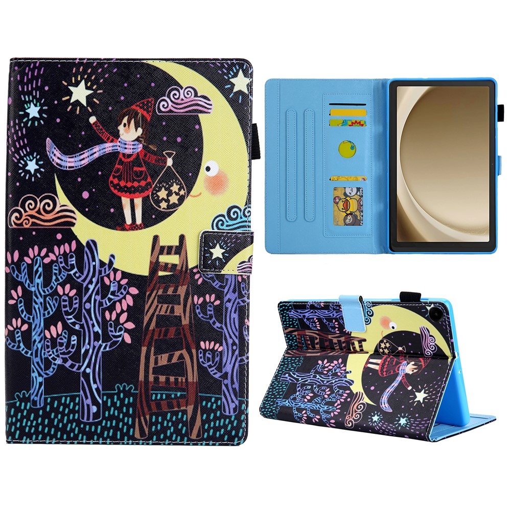 Stylish chytré zatváracie púzdro na Samsung Galaxy Tab A11+/Tab A9+ - dievča a mesiac