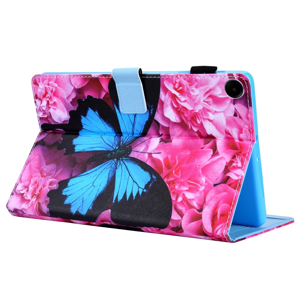 Stylish chytré zatváracie púzdro na Samsung Galaxy Tab A11+/Tab A9+ - modrý motýľ a gerbera
