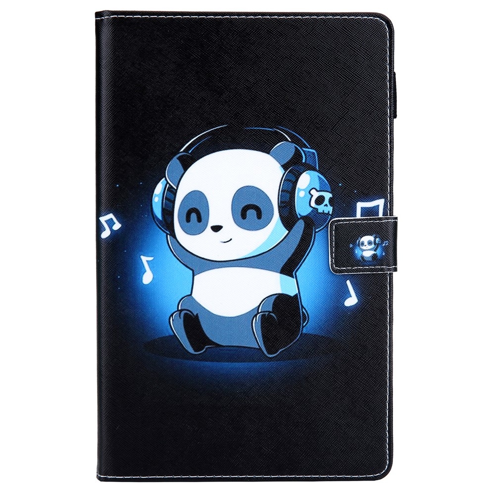 Stylish chytré zatváracie púzdro na Samsung Galaxy Tab A11+/Tab A9+ - panda so slúchadlami