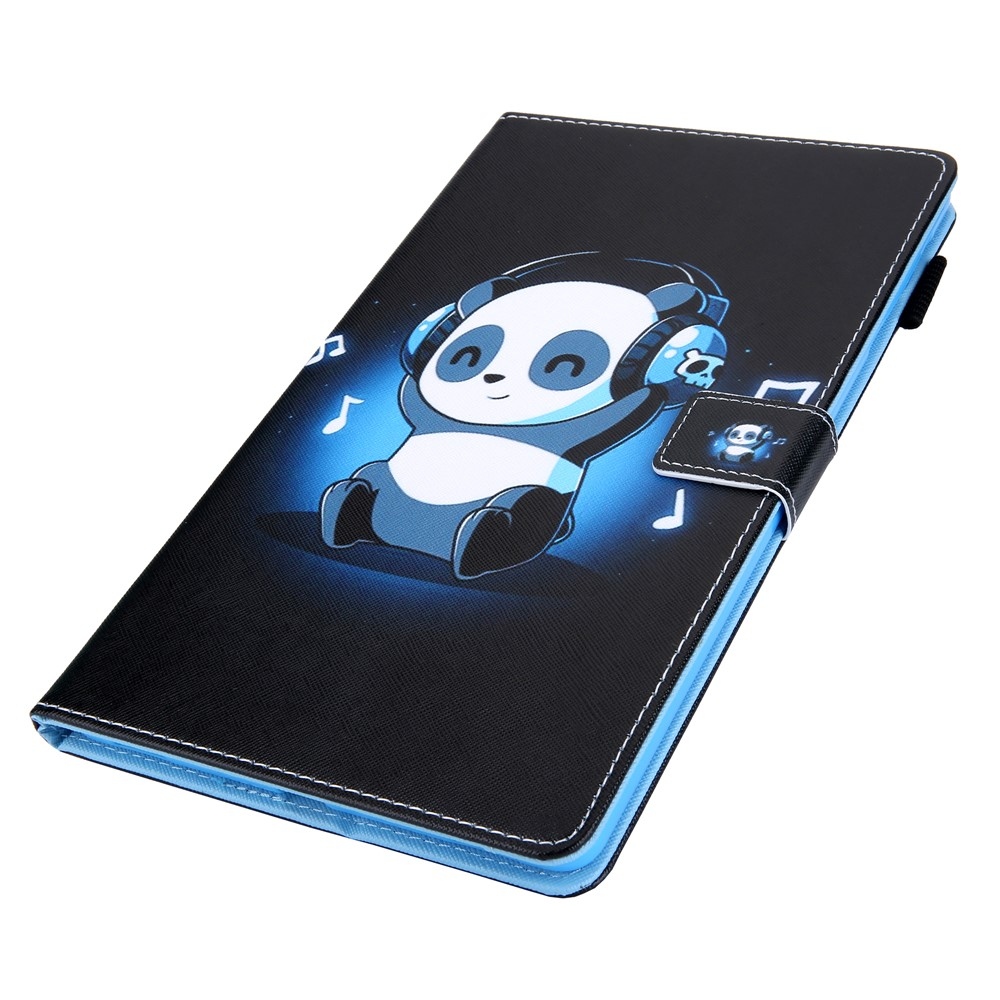Stylish chytré zatváracie púzdro na Samsung Galaxy Tab A11+/Tab A9+ - panda so slúchadlami