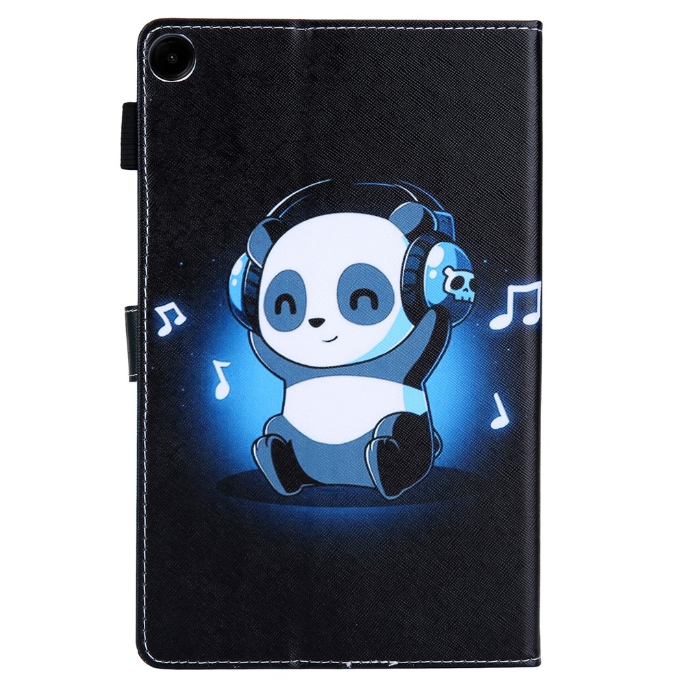 Stylish chytré zatváracie púzdro na Samsung Galaxy Tab A11+/Tab A9+ - panda so slúchadlami