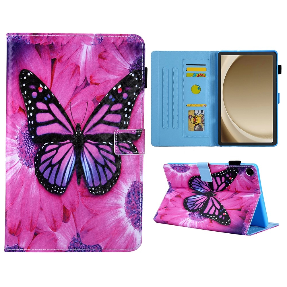 Stylish chytré zatváracie púzdro na Samsung Galaxy Tab A11+/Tab A9+ - ružový motýľ a gerbera