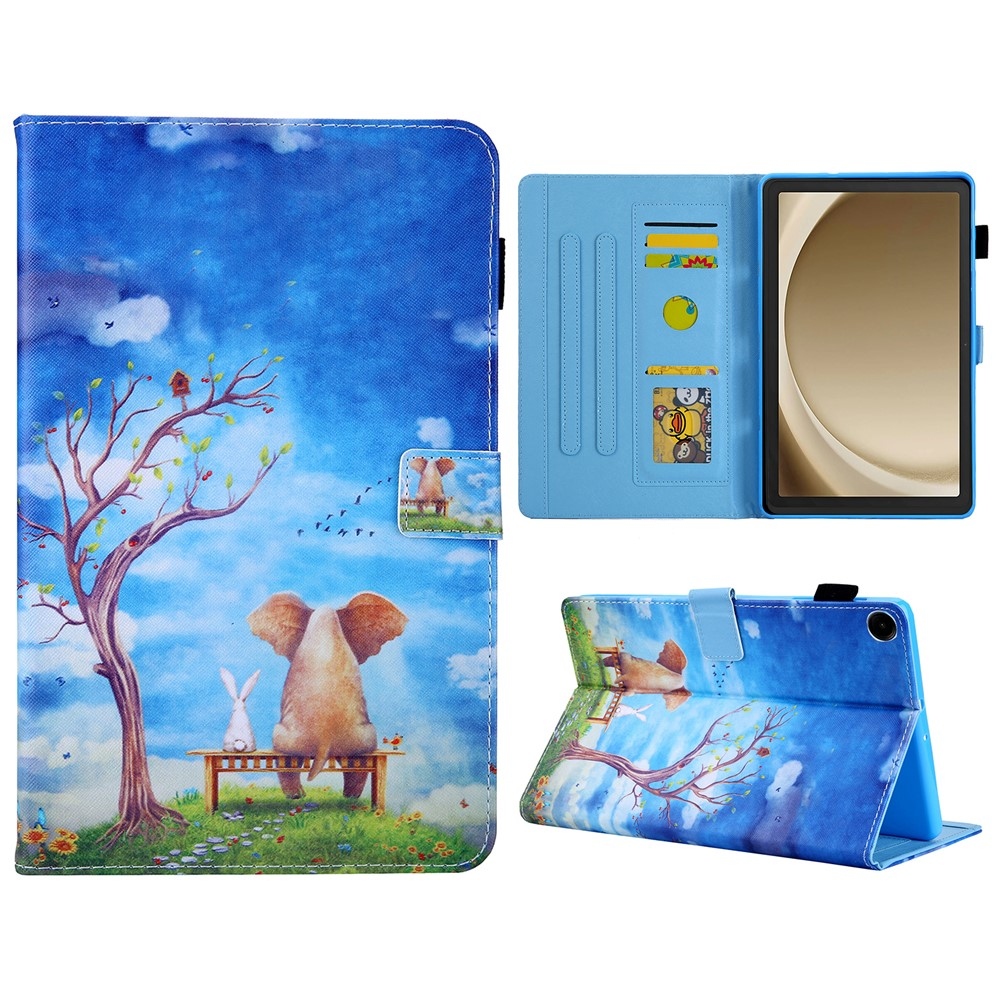 Stylish chytré zatváracie púzdro na Samsung Galaxy Tab A11+/Tab A9+ - slon a králik