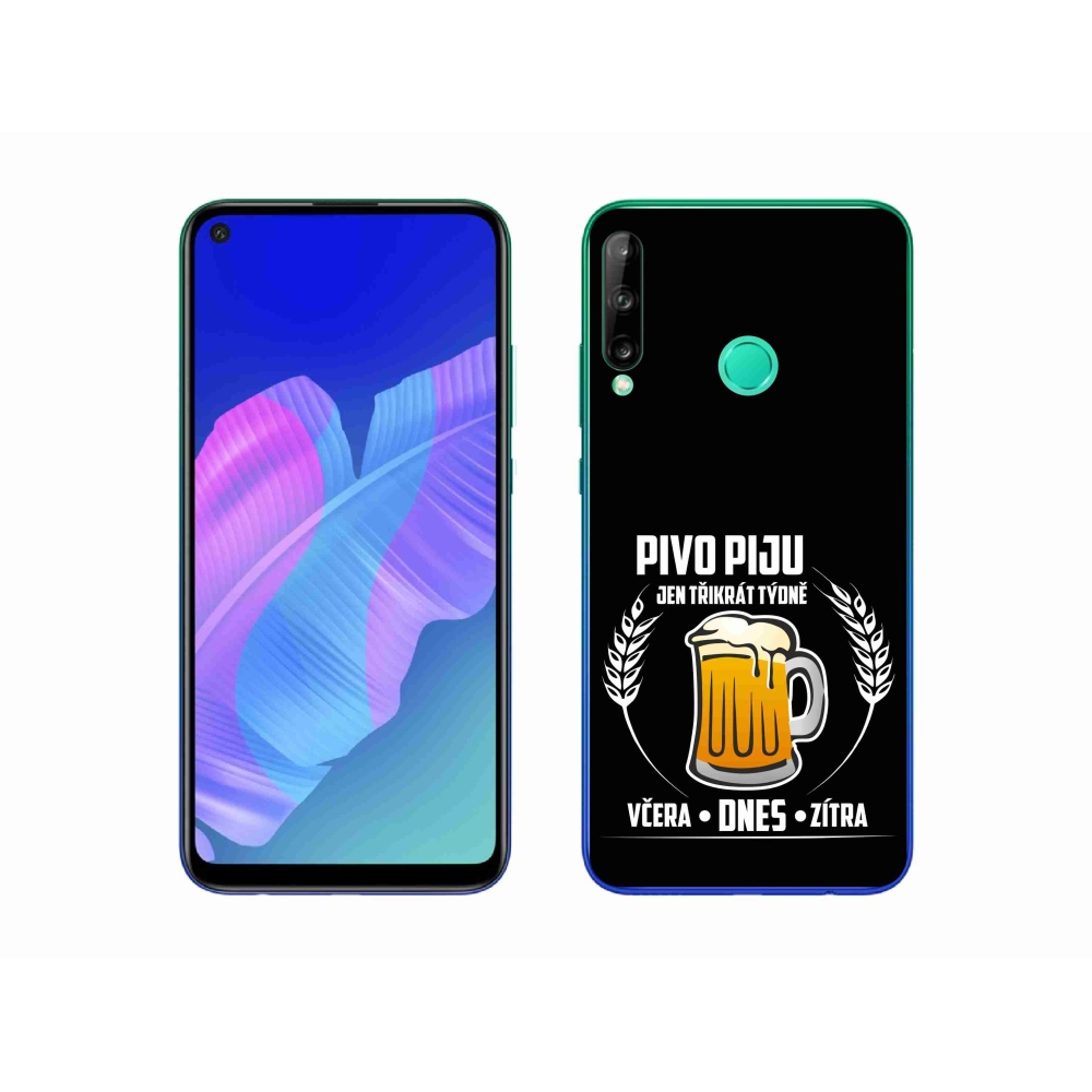 Gélový kryt mmCase na Huawei P40 Lite E - pivný motív čierne pozadie