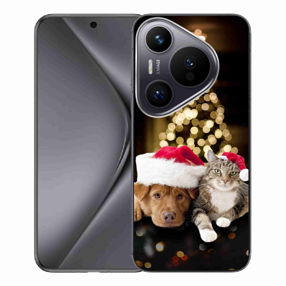 Gélový kryt mmCase na Huawei Pura 70 Pro - vianočný pes a mačka