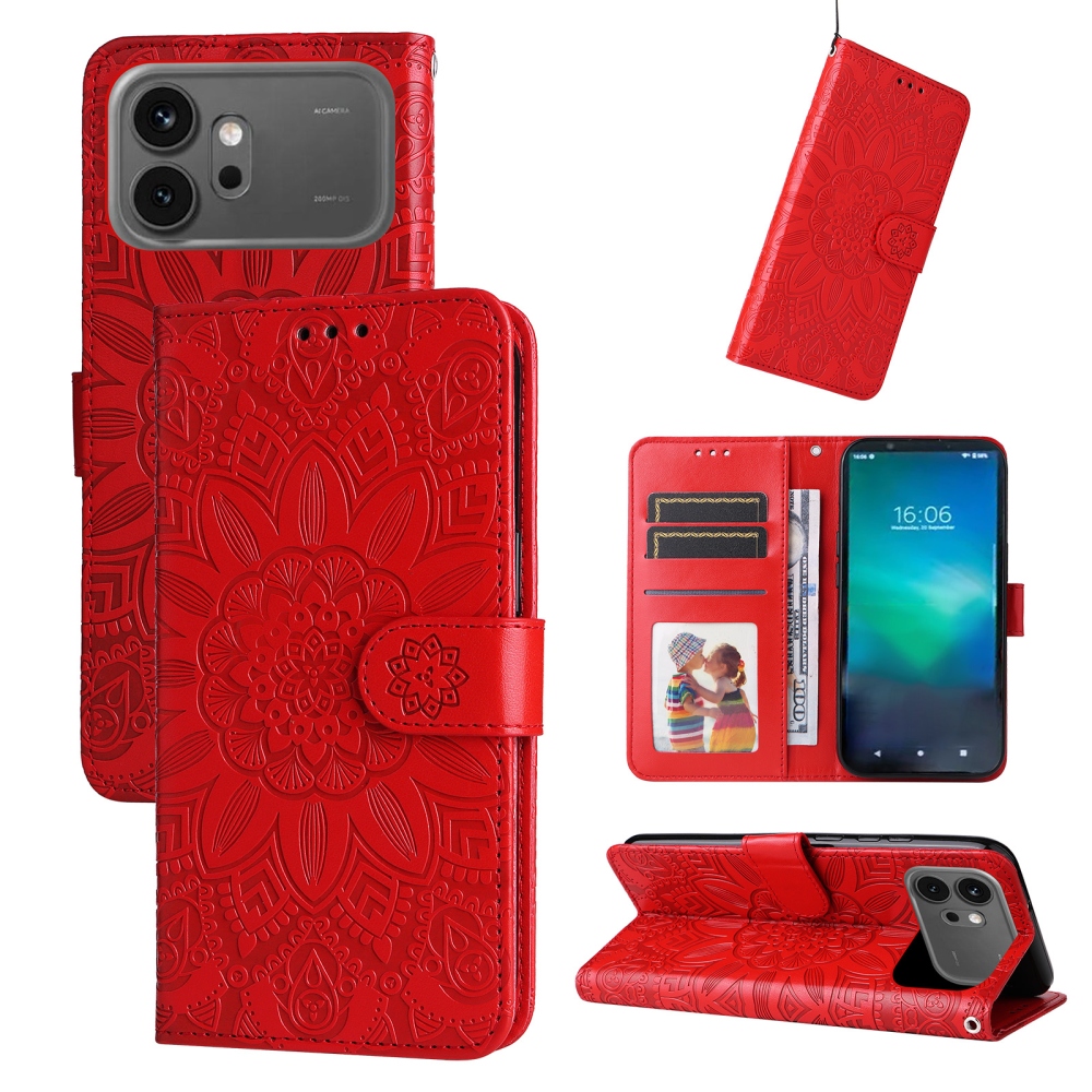 Sunflower knižkové puzdro na Honor 600 Pro 5G/Honor 600 5G - červené